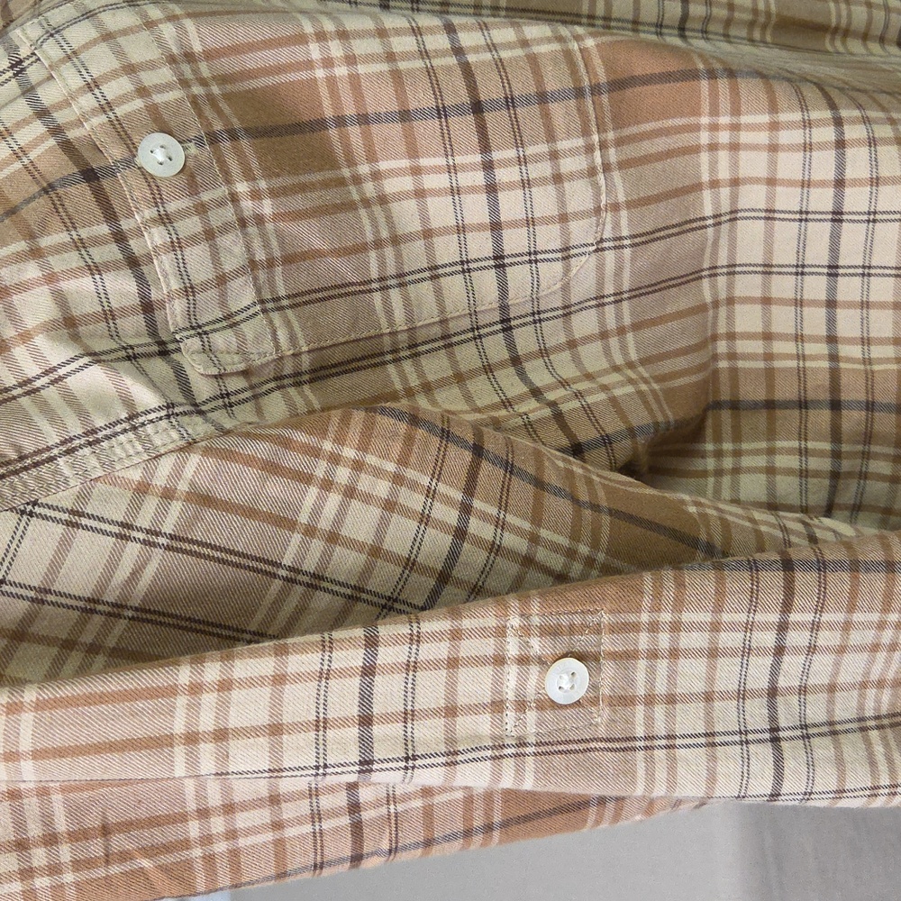 Ralph Lauren Tan and Brown Plaid Shirt Large - Picture 3 of 5